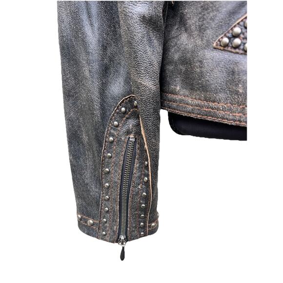 CRIPPLE CREEK Studded Leather Jacket Sz L Western Cowgirl Biker - Picture 6 of 11
